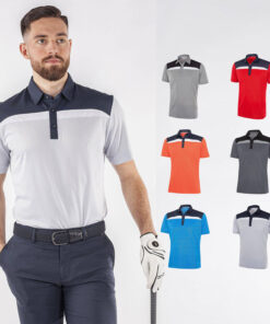 Áo thun polo golf hai tông màu, co giãn 4 chiều, logo tùy chỉnh OEM dành cho nam